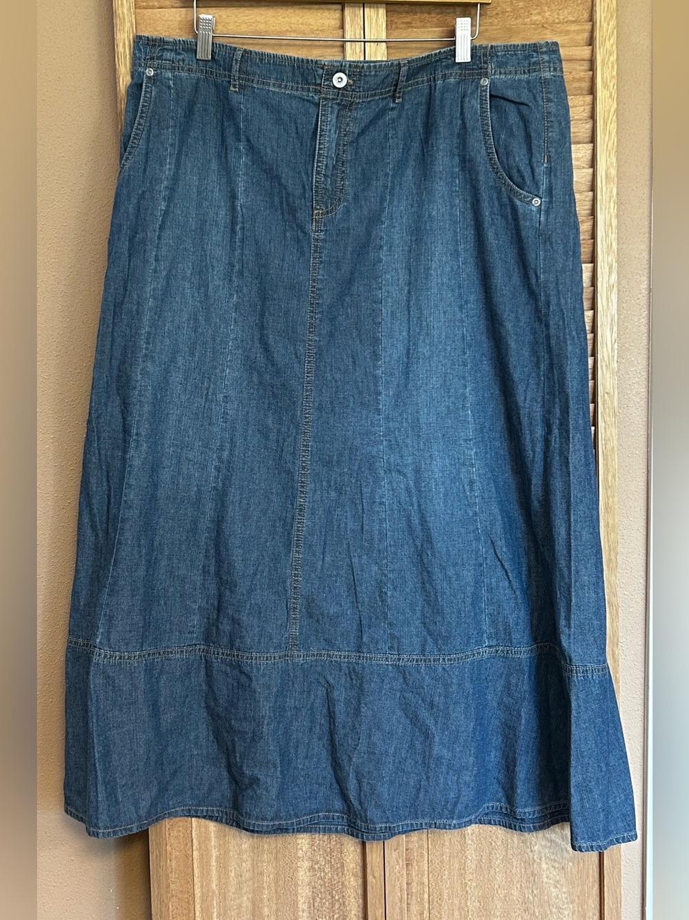 J. Jill long midi blue jean cotton denim skirt womens size 18